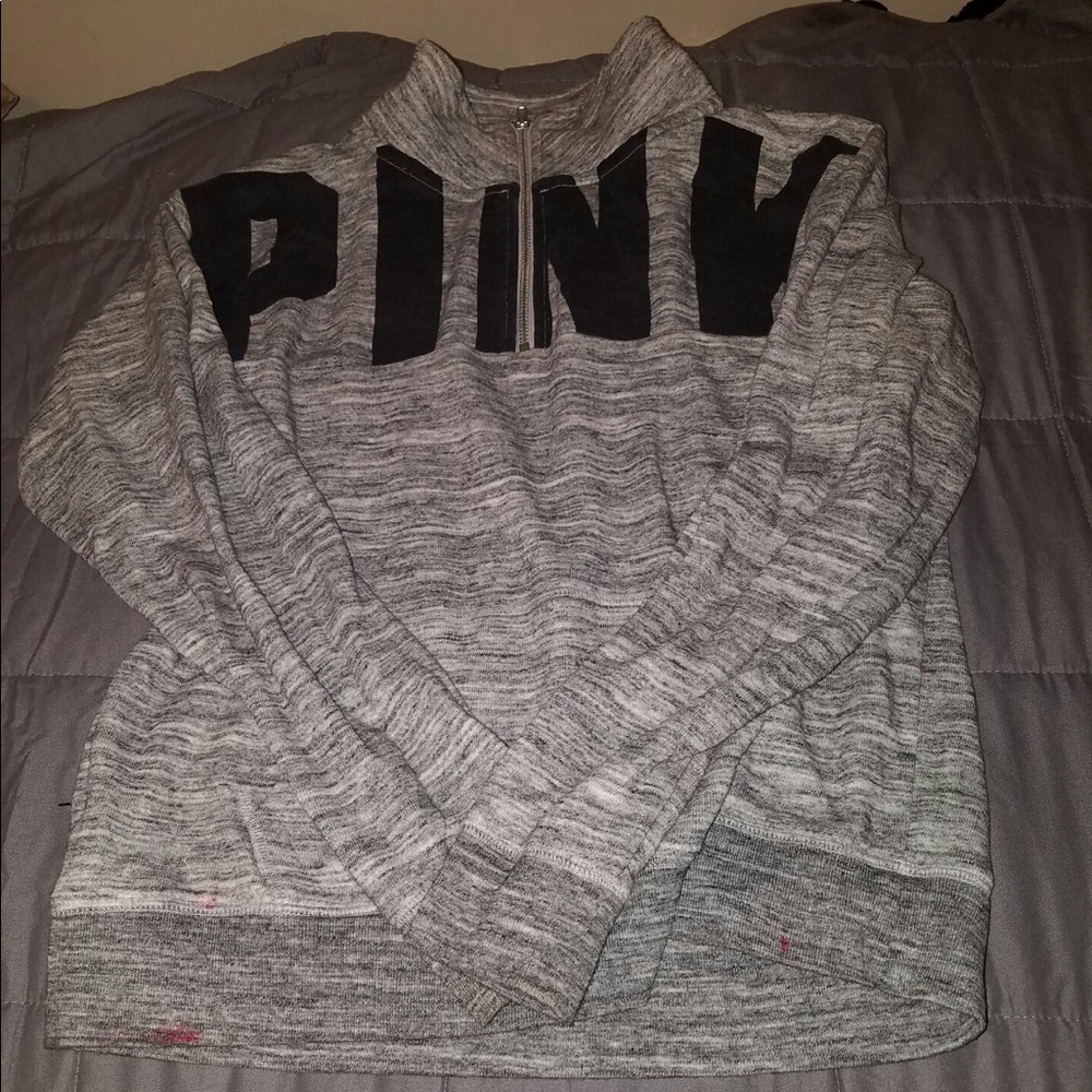 PINK grey quarter zip